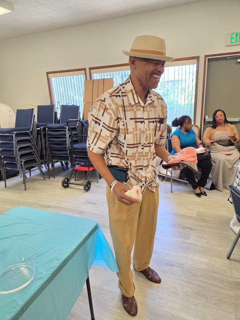 Church member smiling
